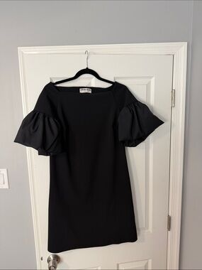 Chiara Boni Black Puff-Sleeve Mini Dress